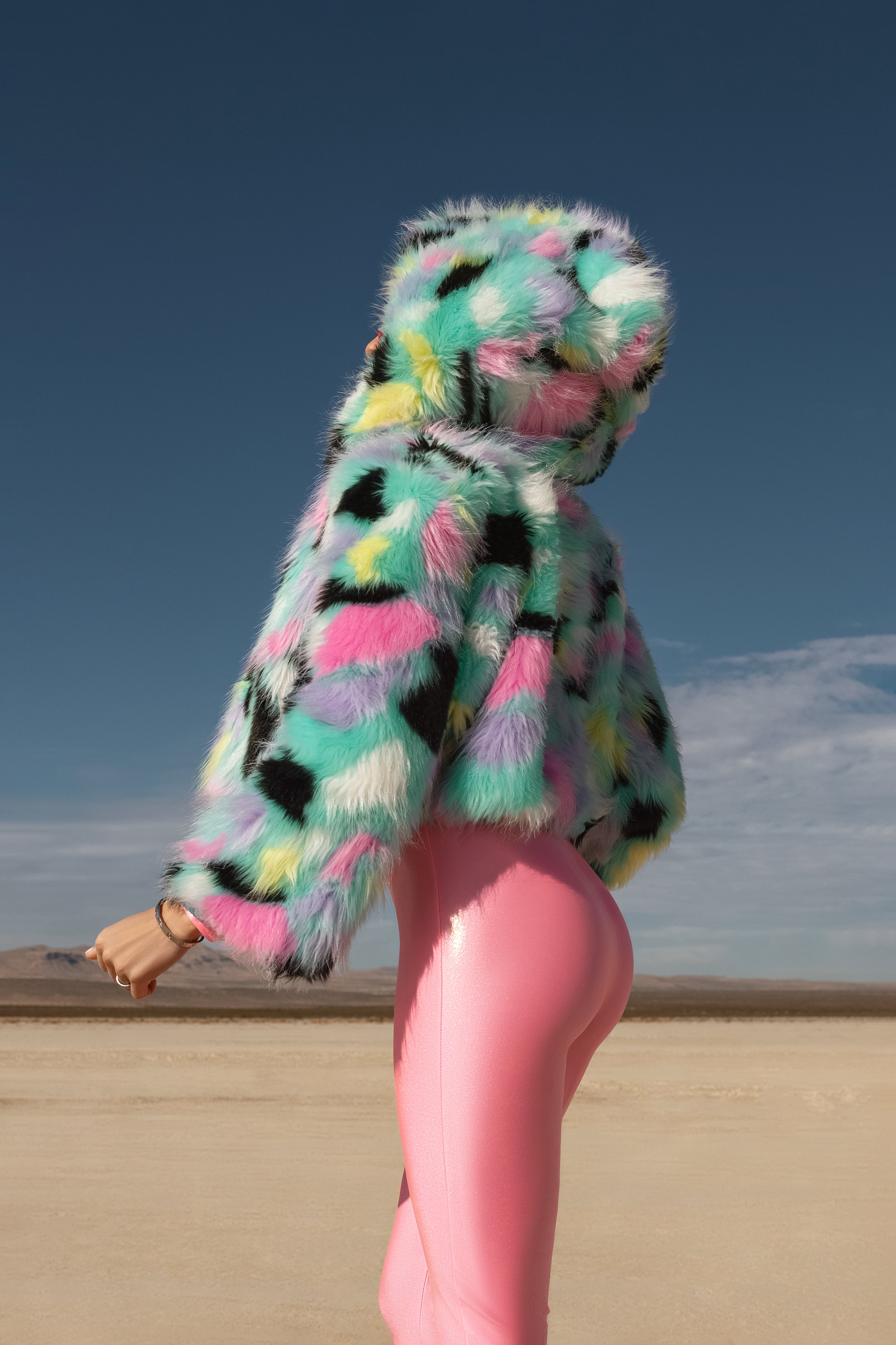 Prismatic Dream Faux Fur Coat