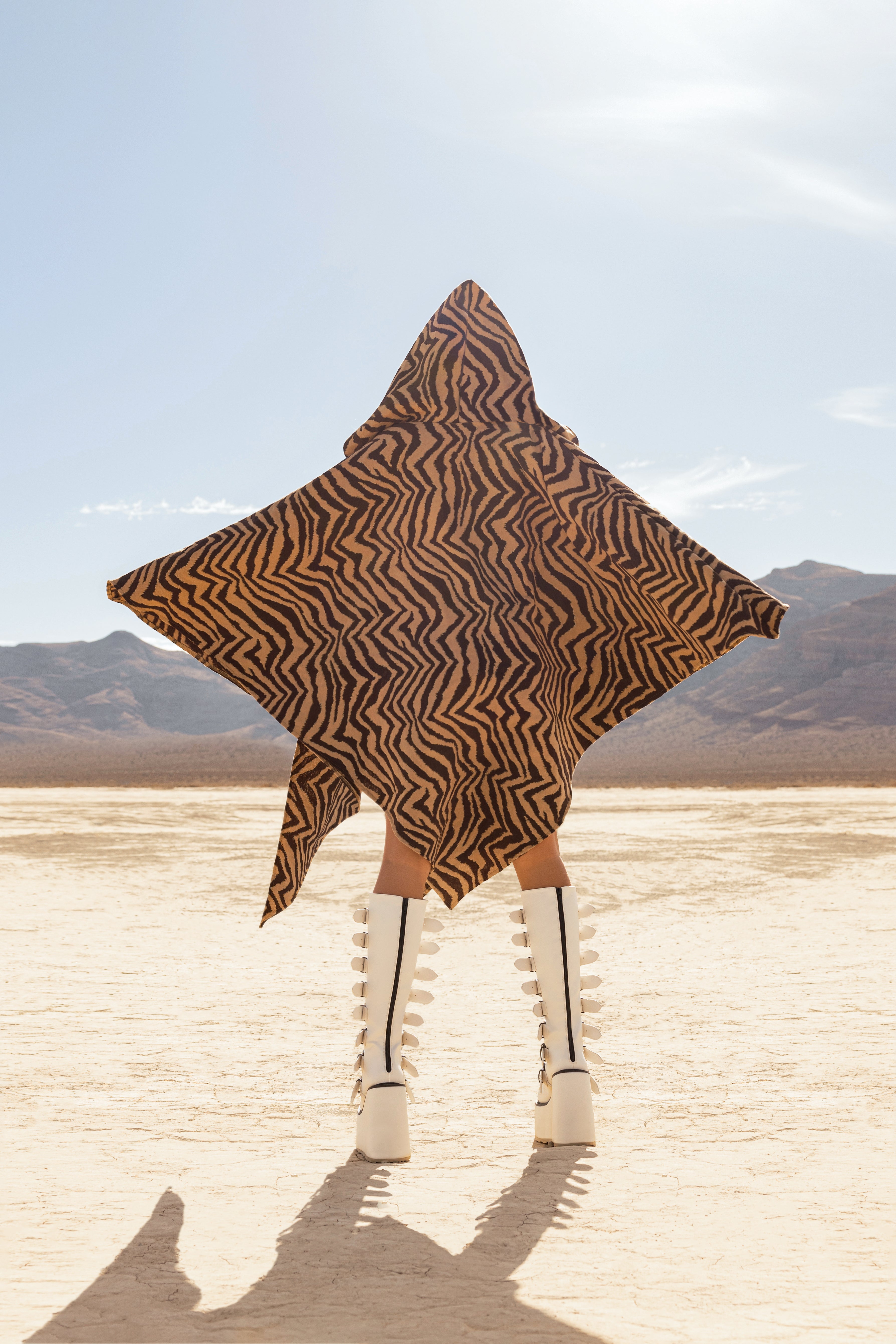 Zebra Hooded Kimono - Handmade Festival Wear
