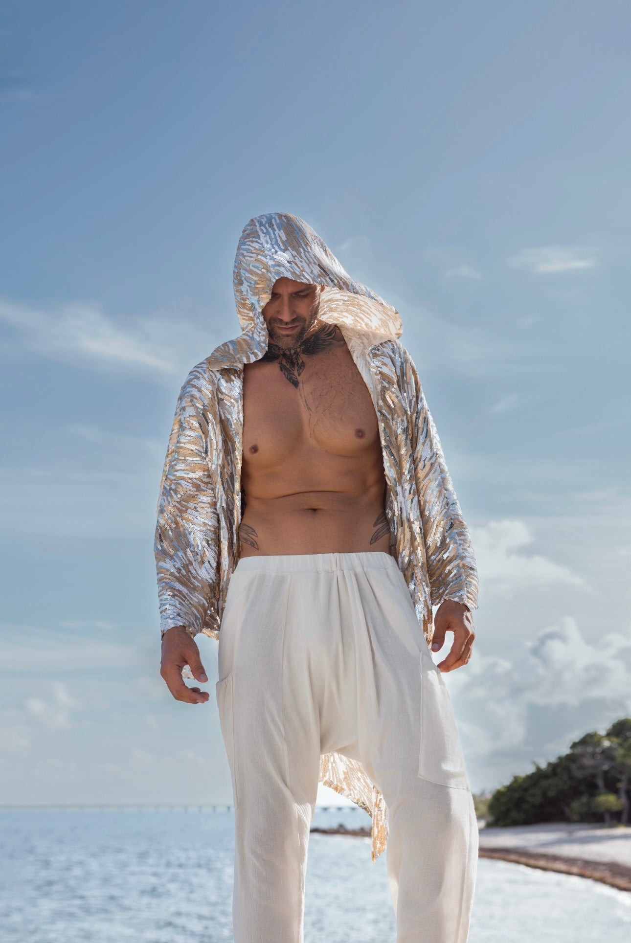 Zenma Men’s Luxe Sequin kimono