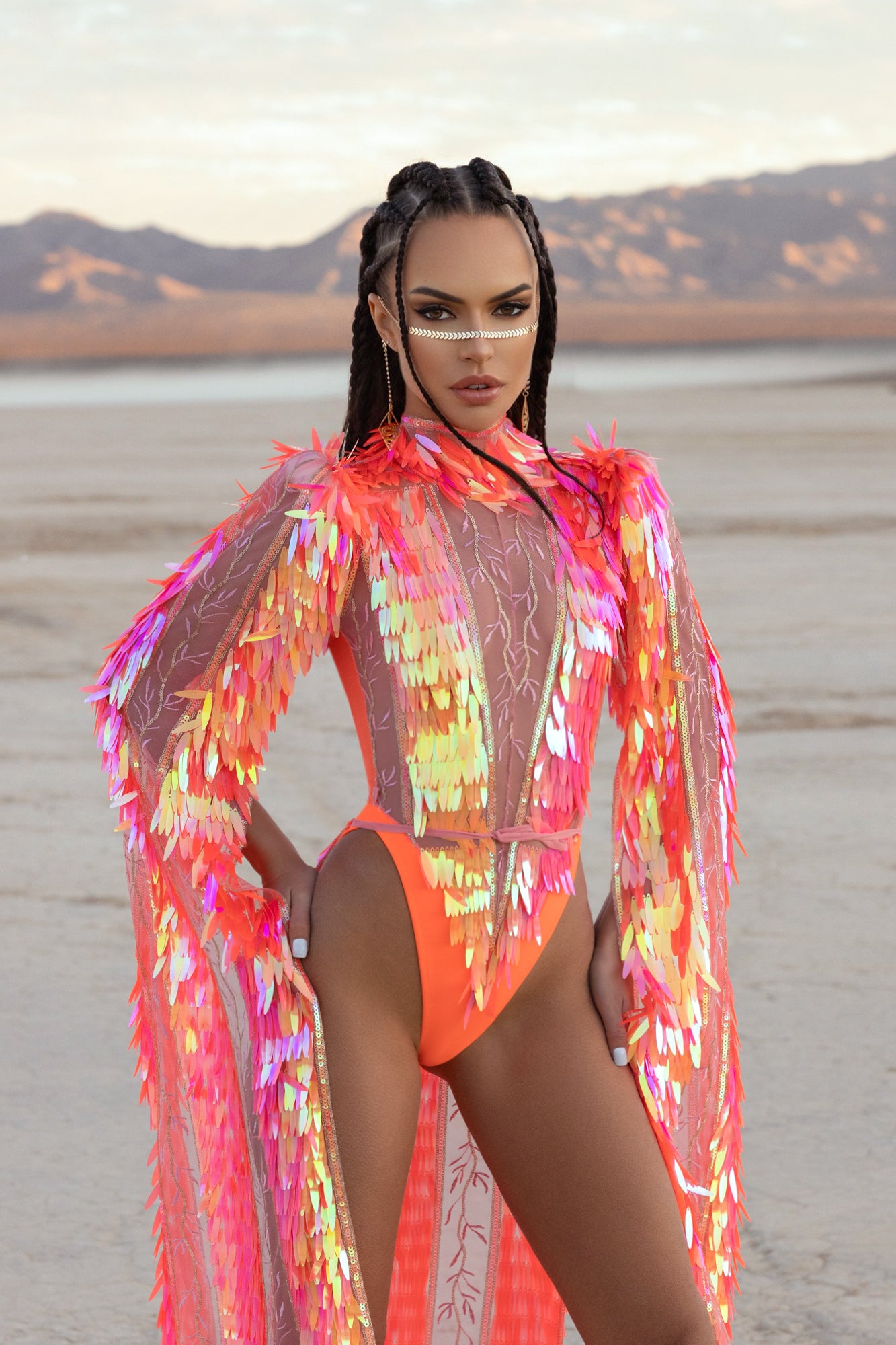 Orange Phoenix bodysuit long sleeve