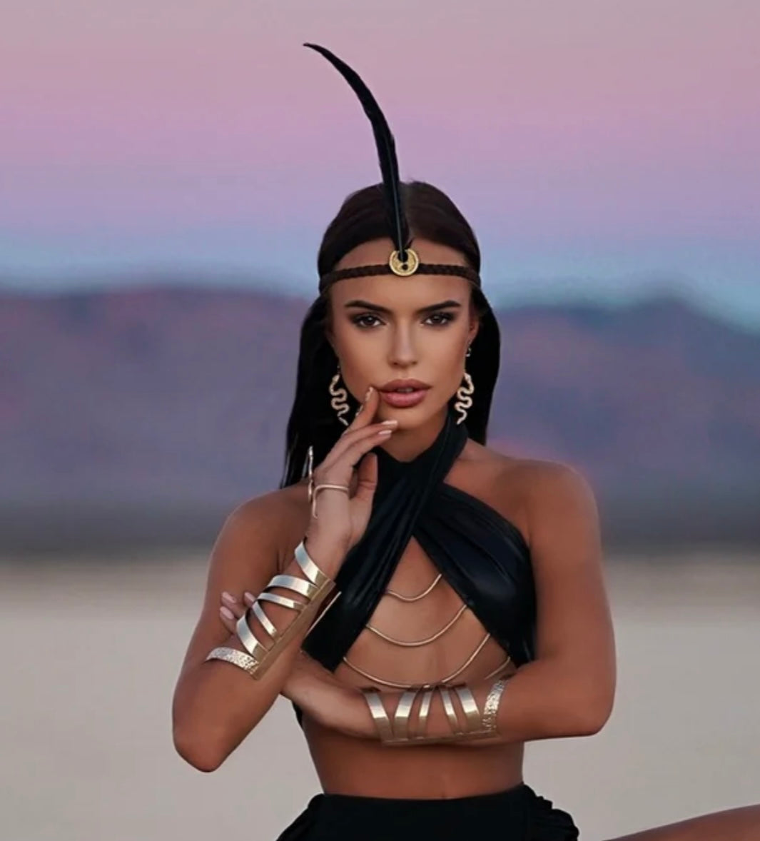 Black feather headwear
