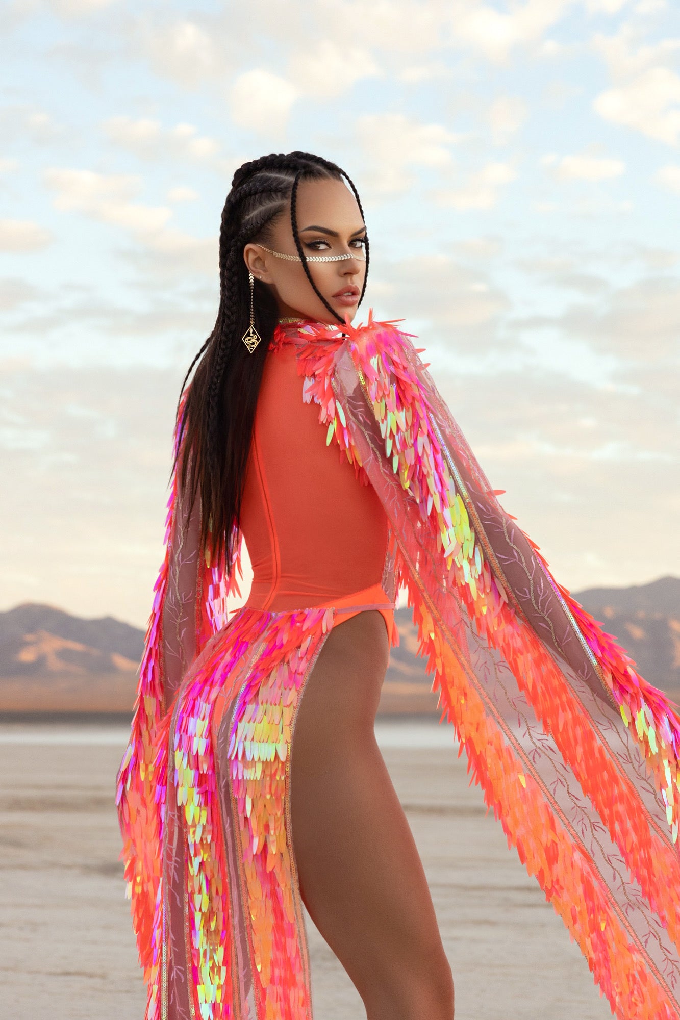 Orange Phoenix bodysuit long sleeve