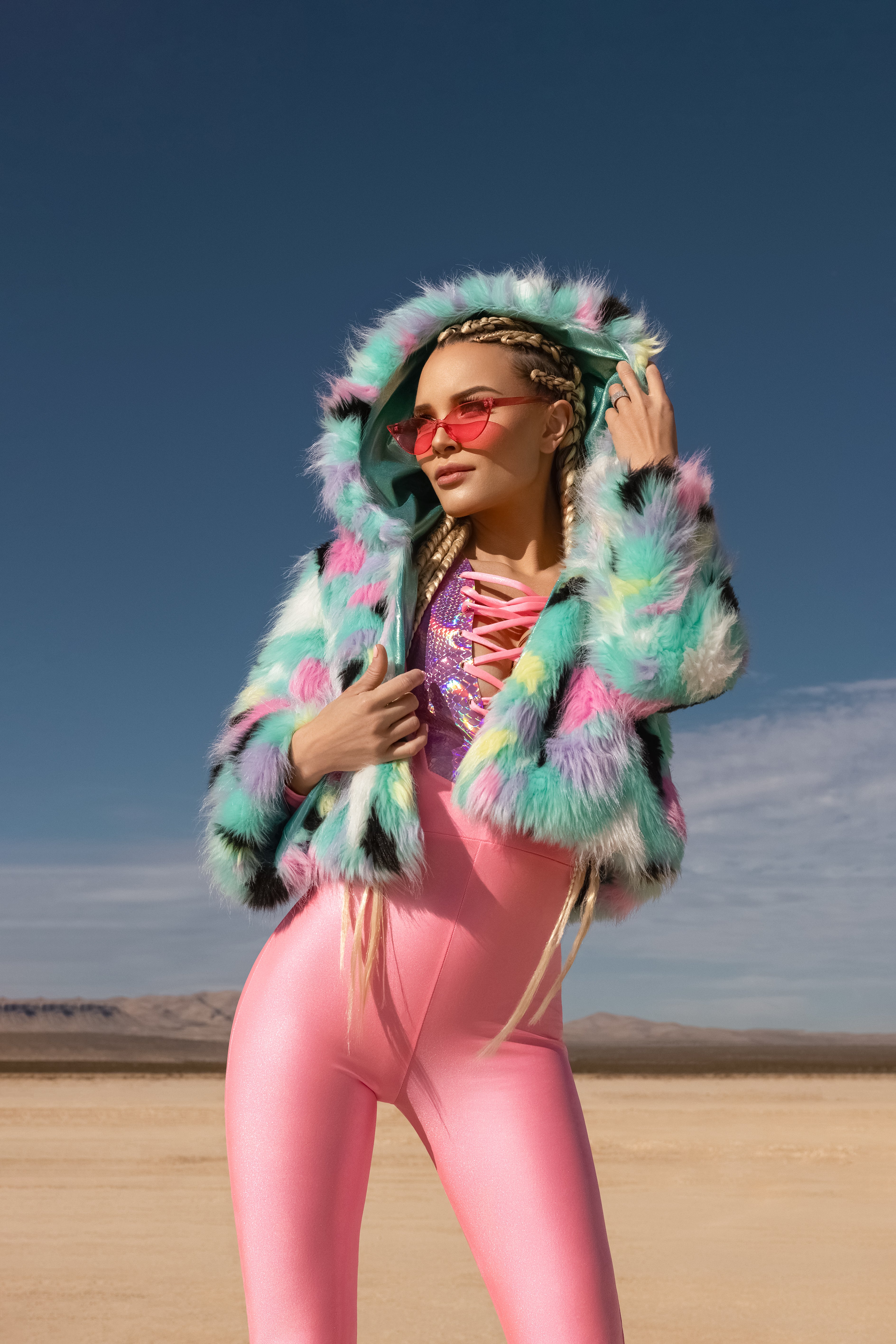 Prismatic Dream Faux Fur Coat