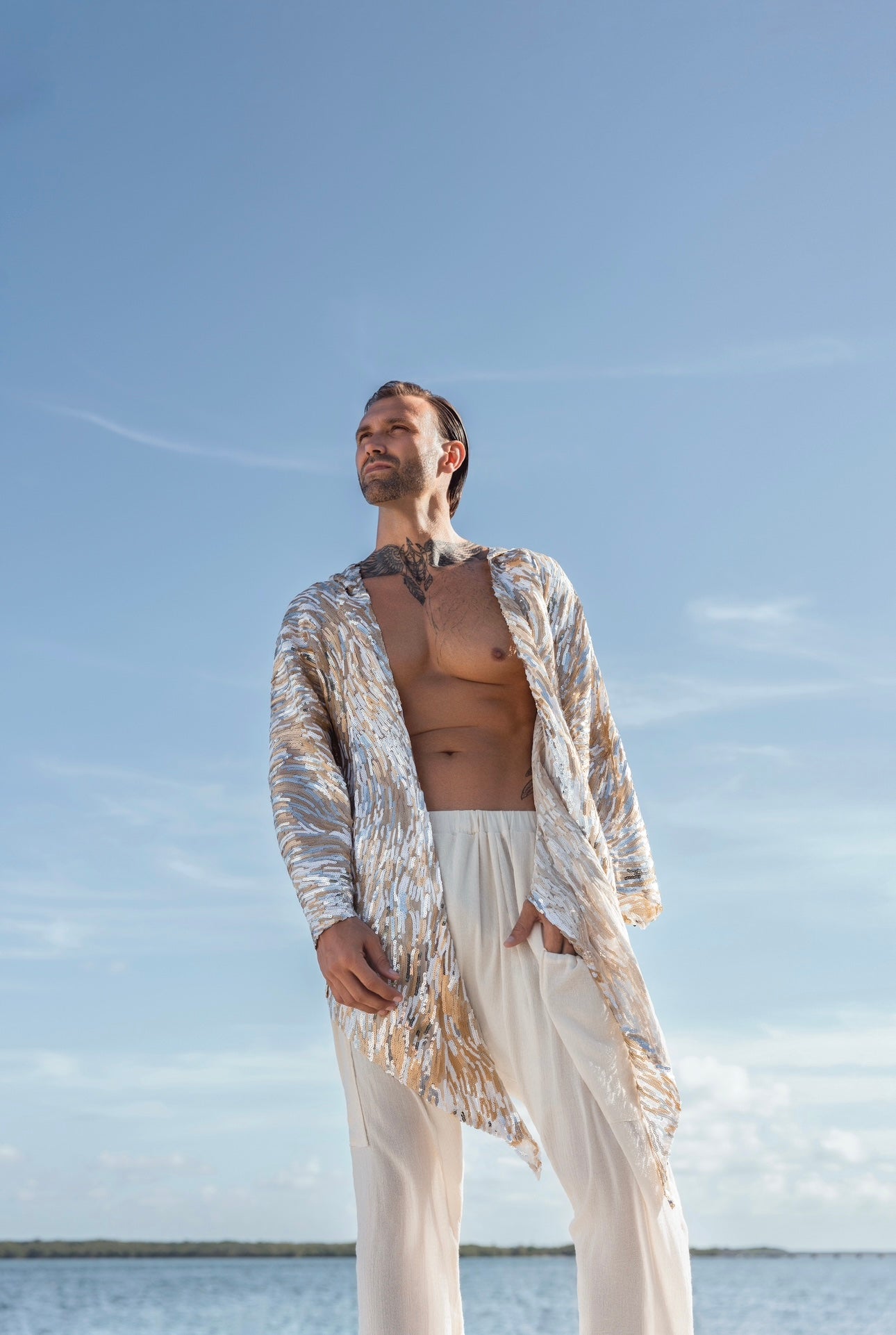 Zenma Men’s Luxe Sequin kimono