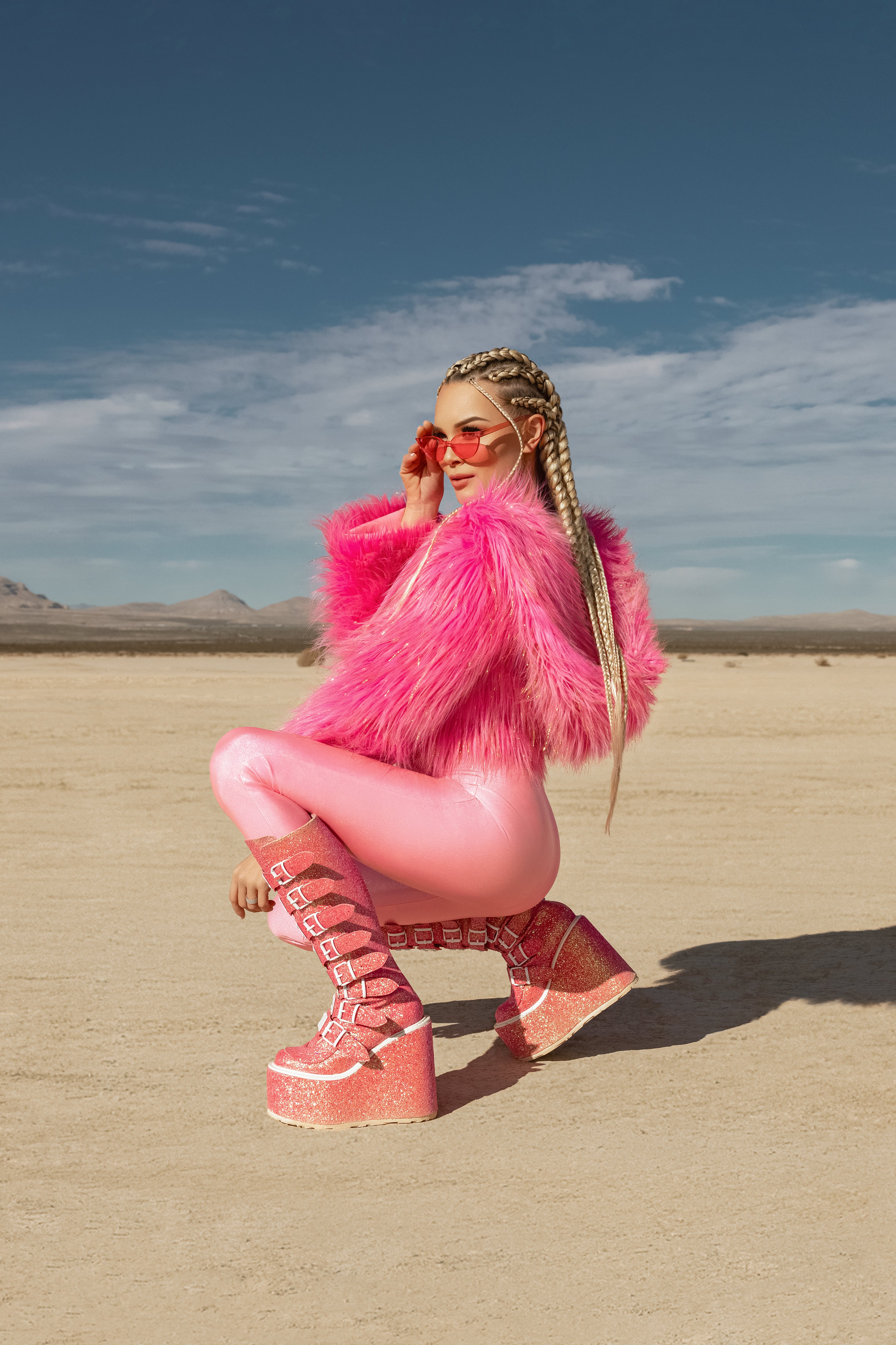 Neon Pink Faux Fur Festival Jacket