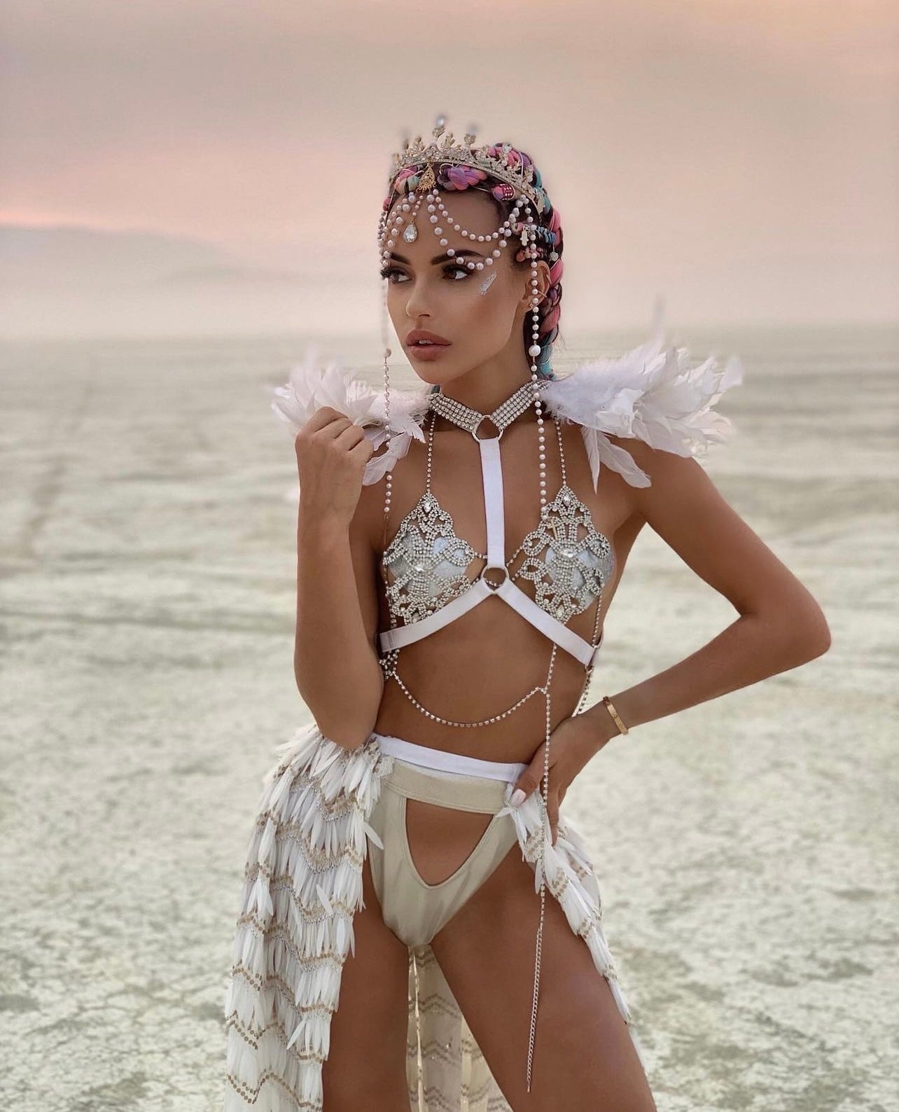 White feather harness