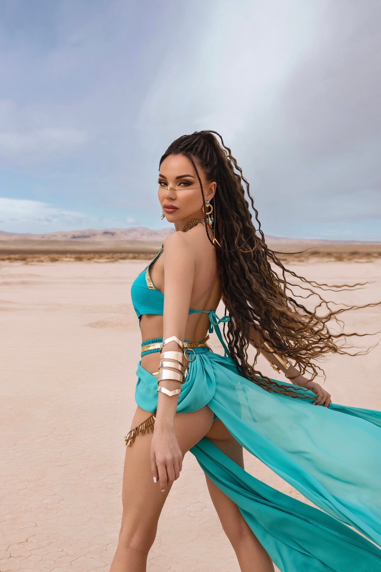 Turquoise & Gold Goddess Festival Costume – Limited Edition Desert Warrior Set by Zenma