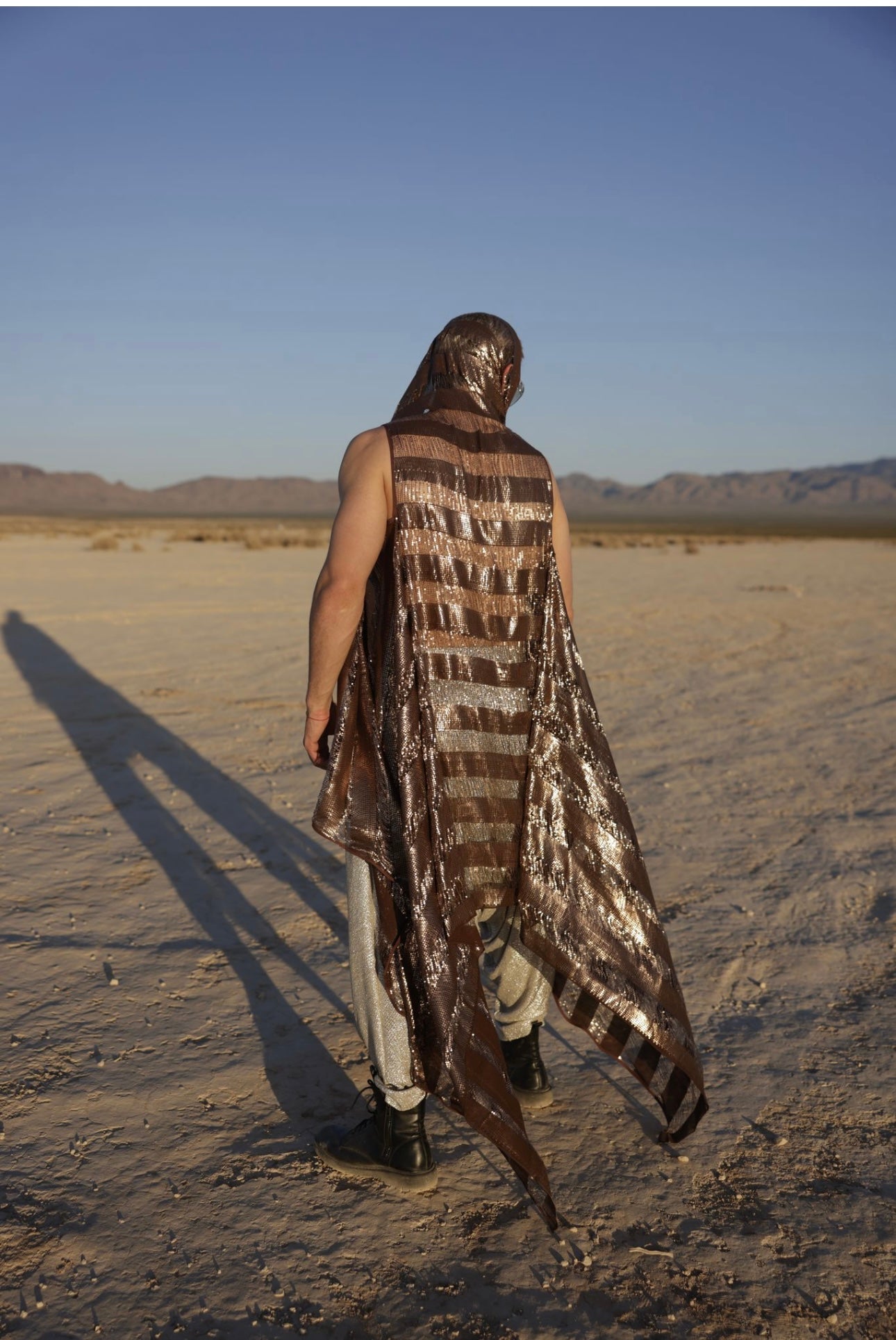 Nomadic Sequin Mirage Cape – Limited Edition in Silver, Khaki, and Bronze