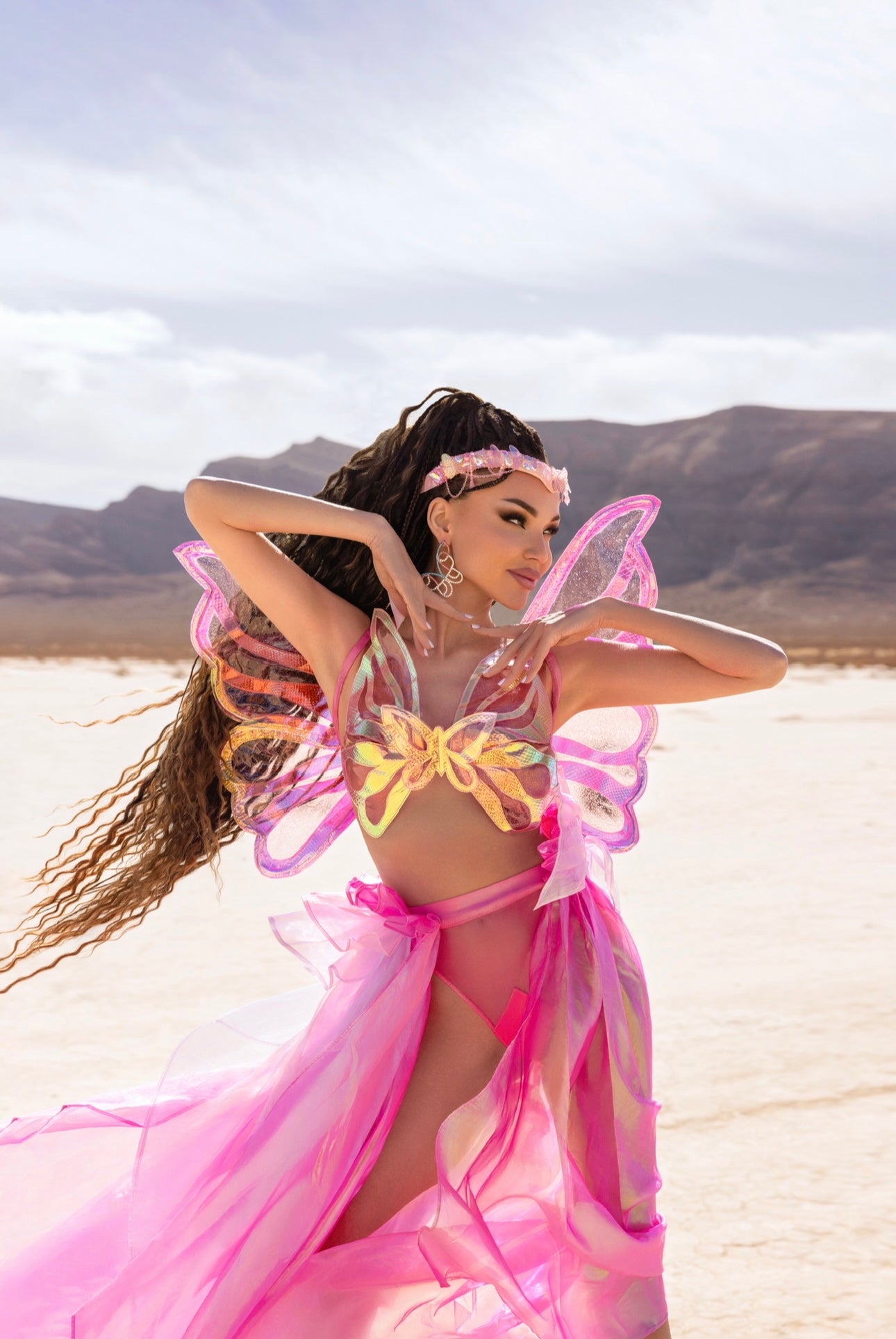Limited Edition Pink Butterfly Fairy Costume – Festival Wings & Sheer Skirt Set M