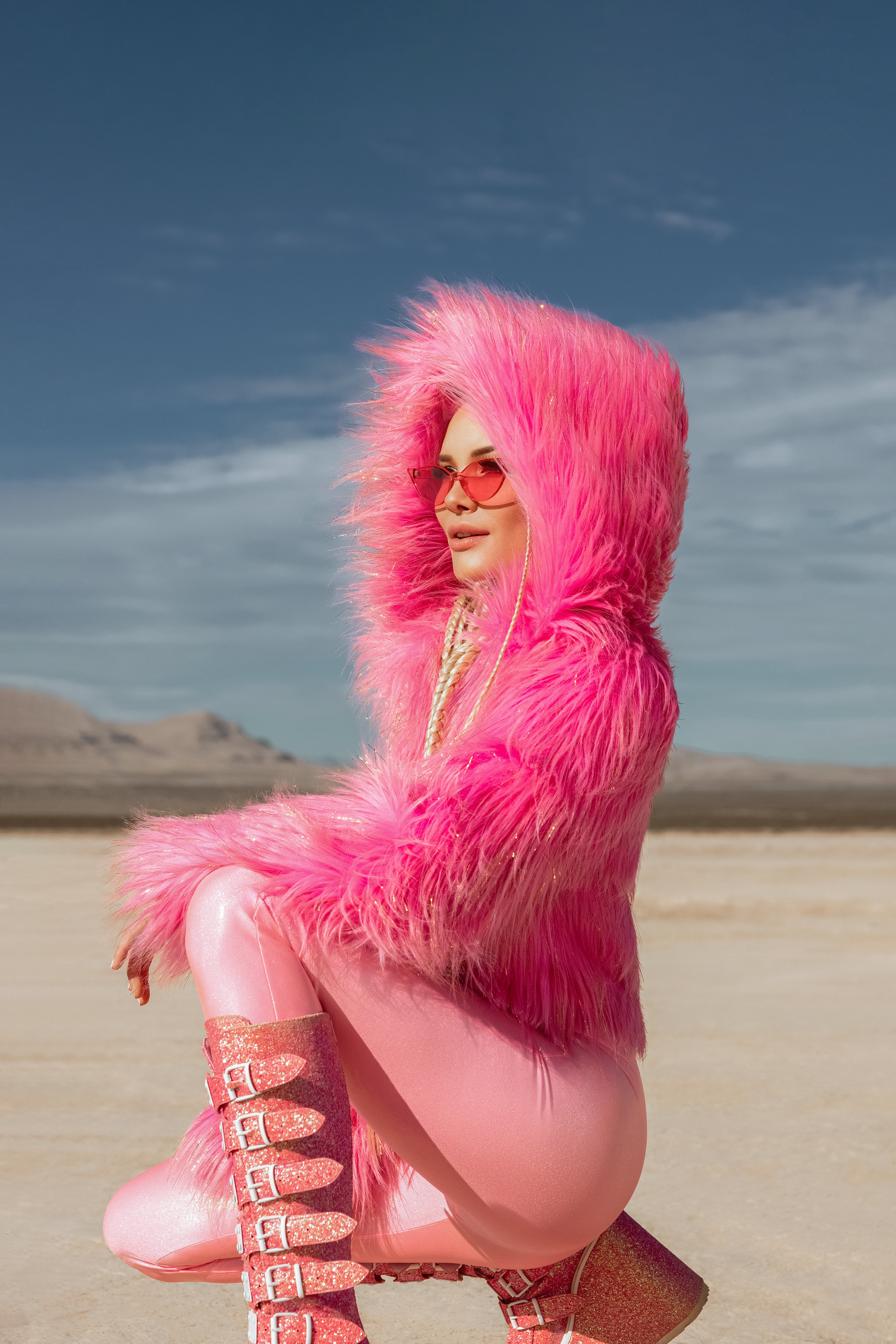 Neon Pink Faux Fur Festival Jacket