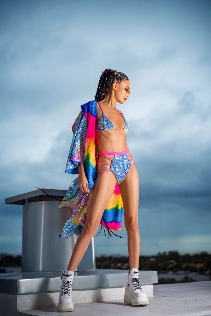 Rainbow Hooded Kimono