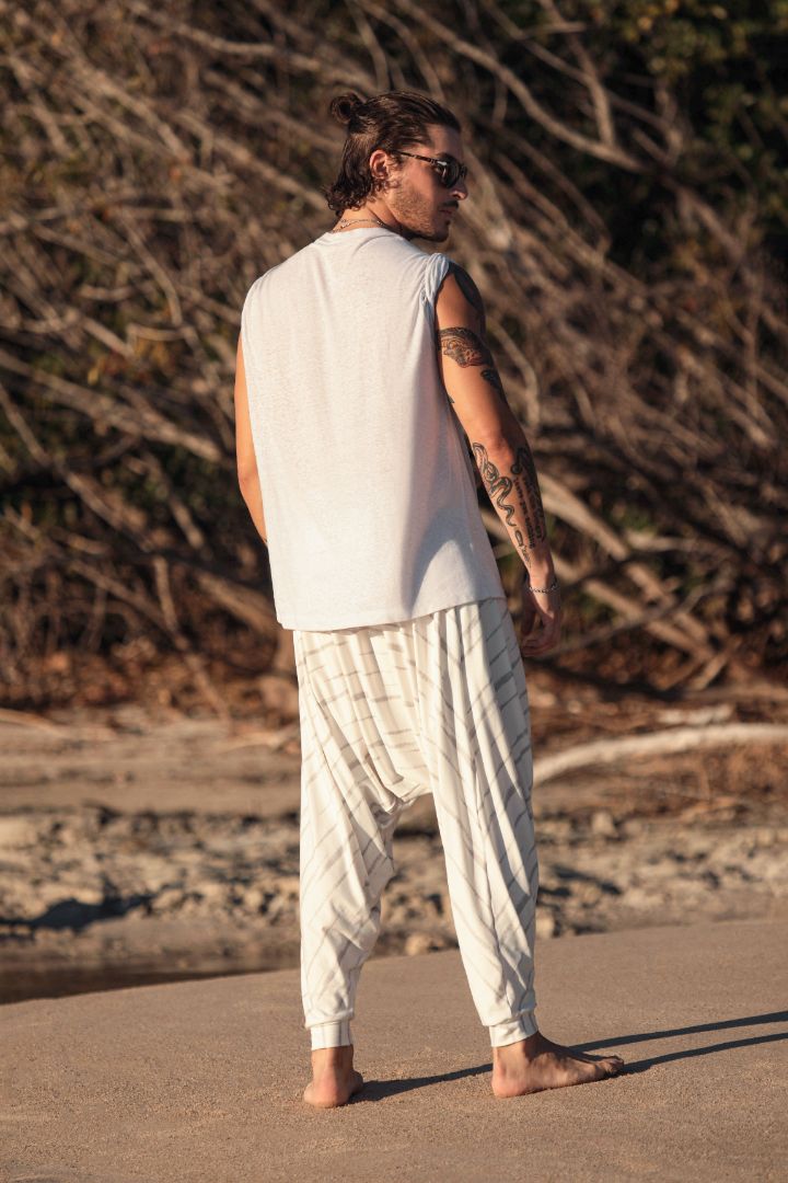 Mens Harem Striped Pants