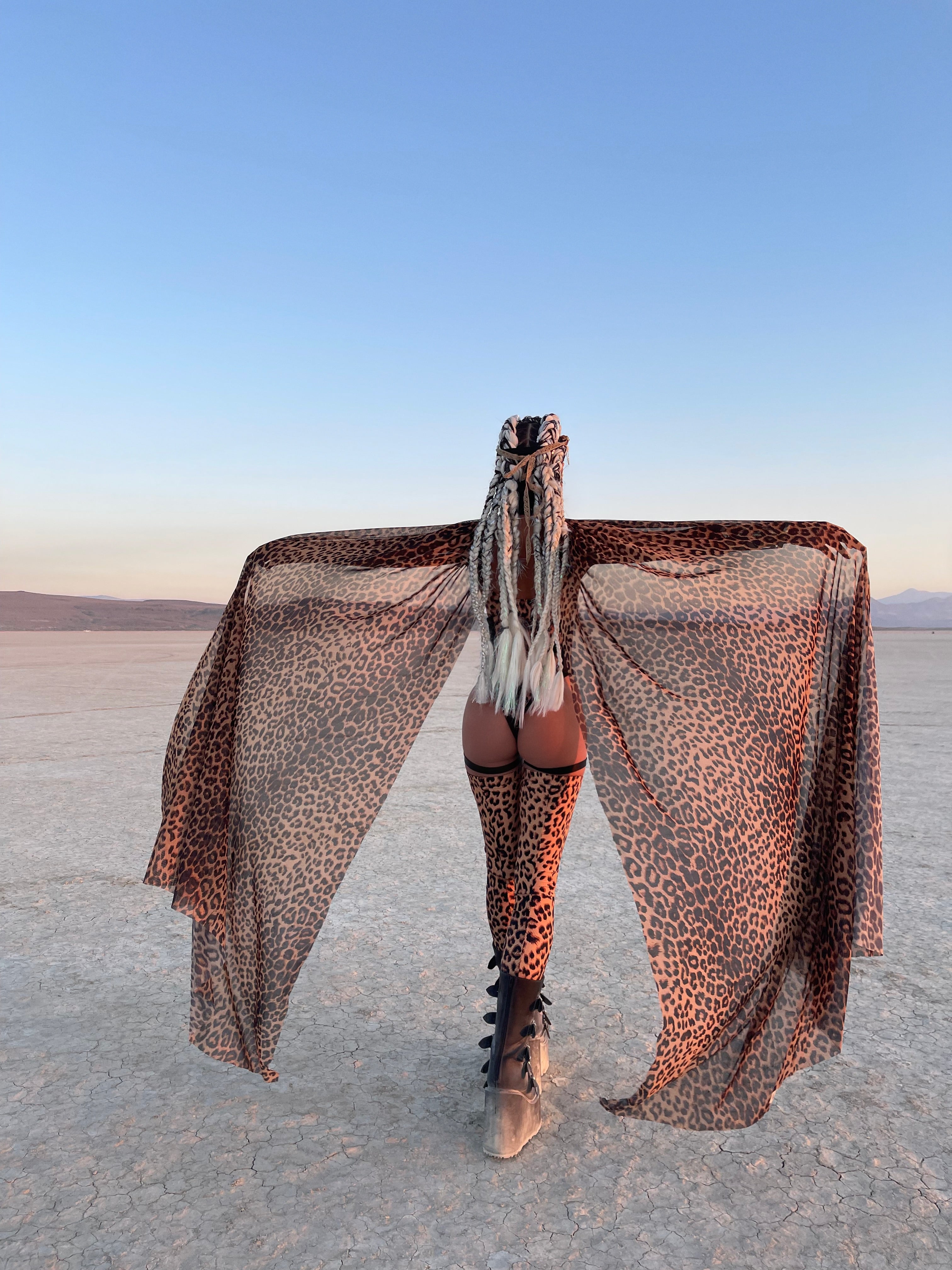 Leopard Print Festival Bodysuit with Flowing Cape PREORDER
