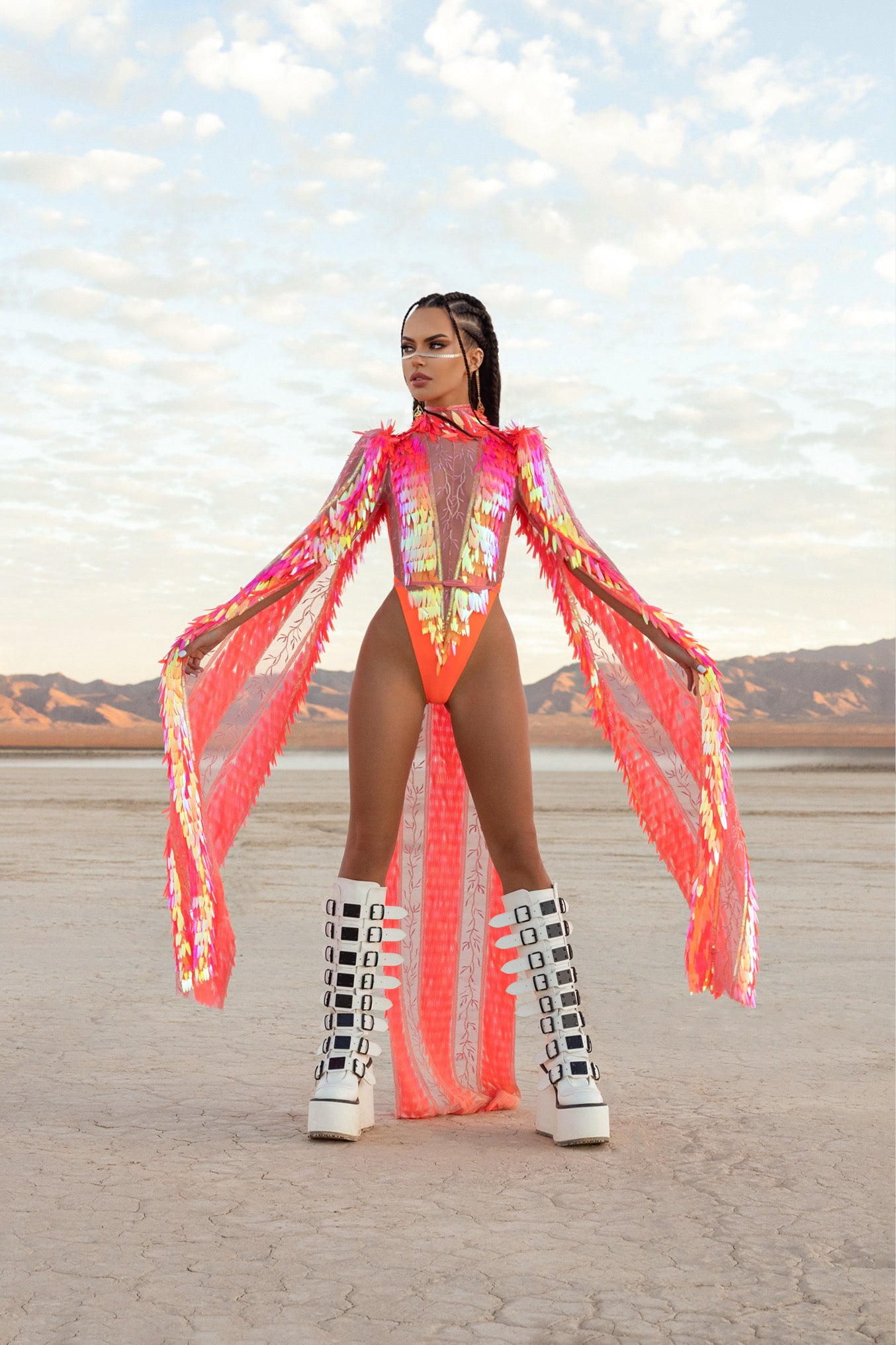 Orange Phoenix bodysuit long sleeve