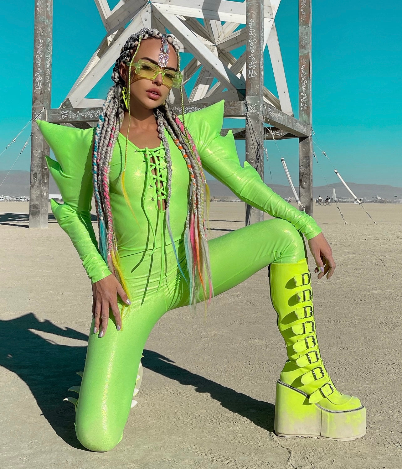 Neon green jumpsuit online