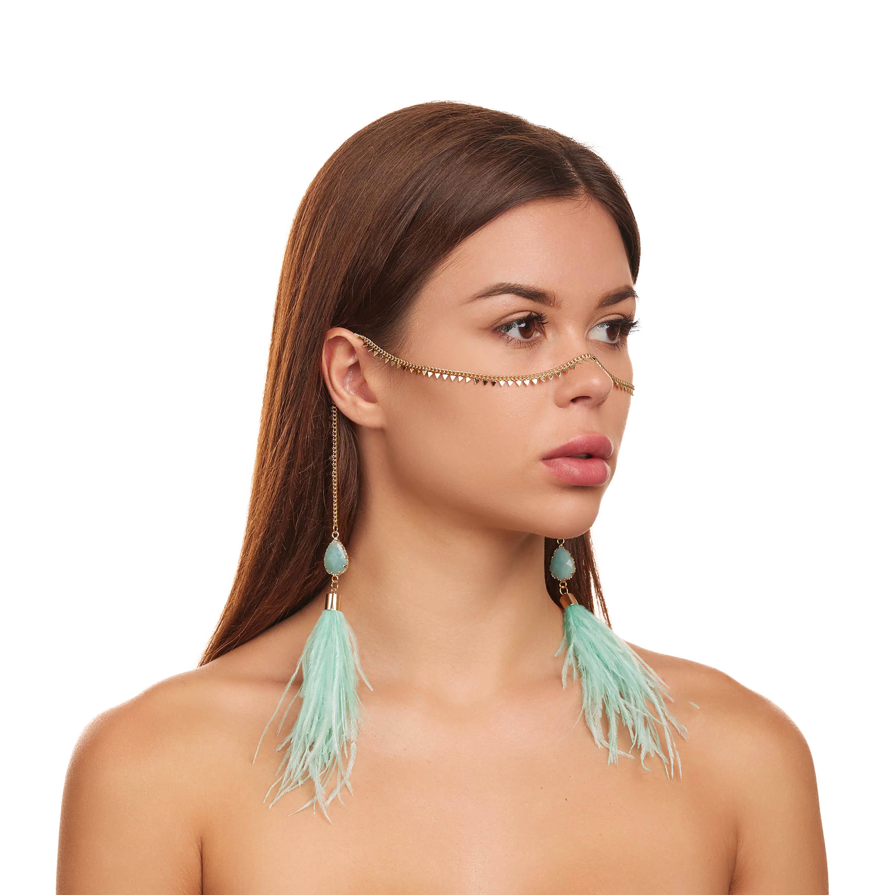 Chalcedony & Mint Feather Face Chain