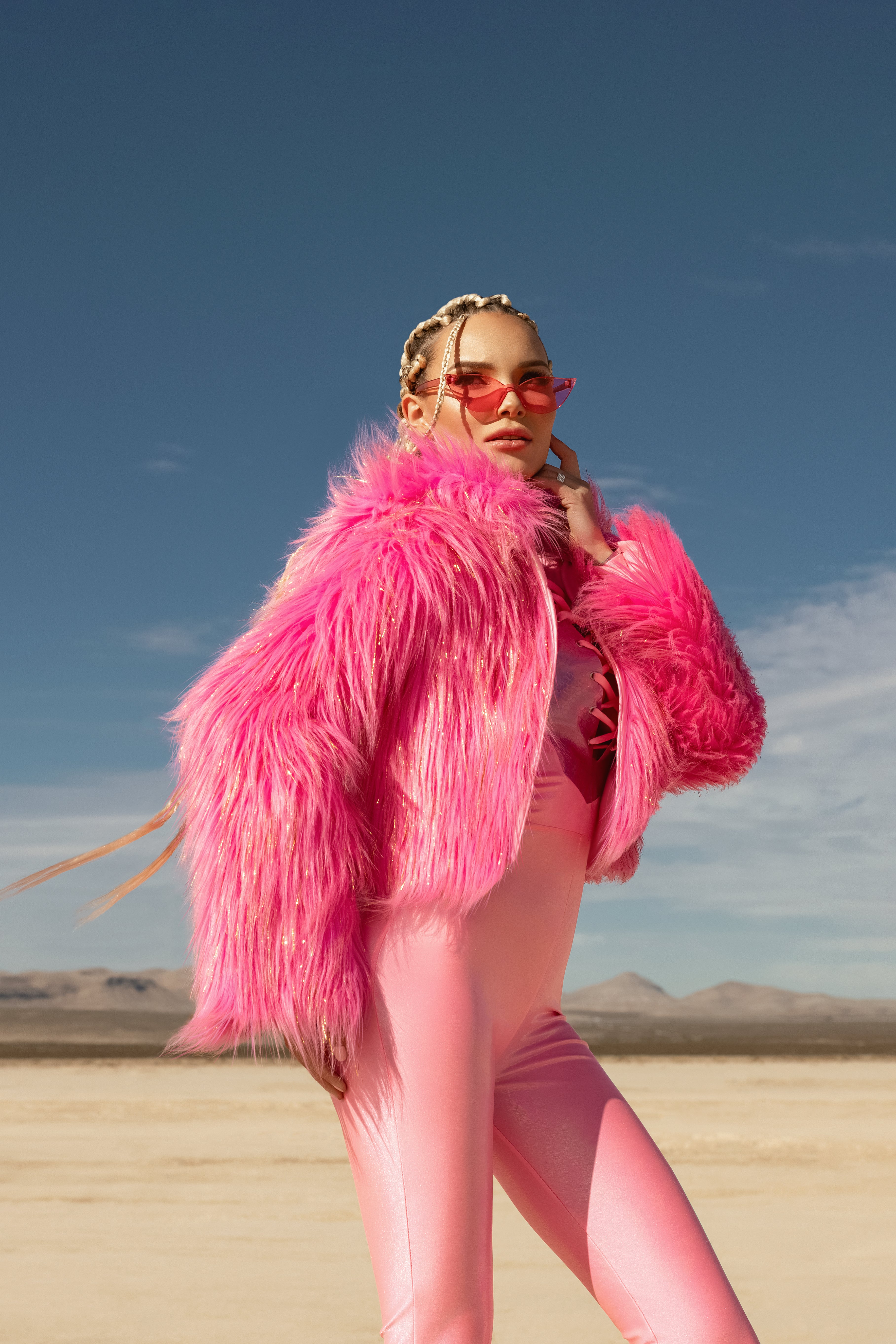 Neon Pink Faux Fur Festival Jacket