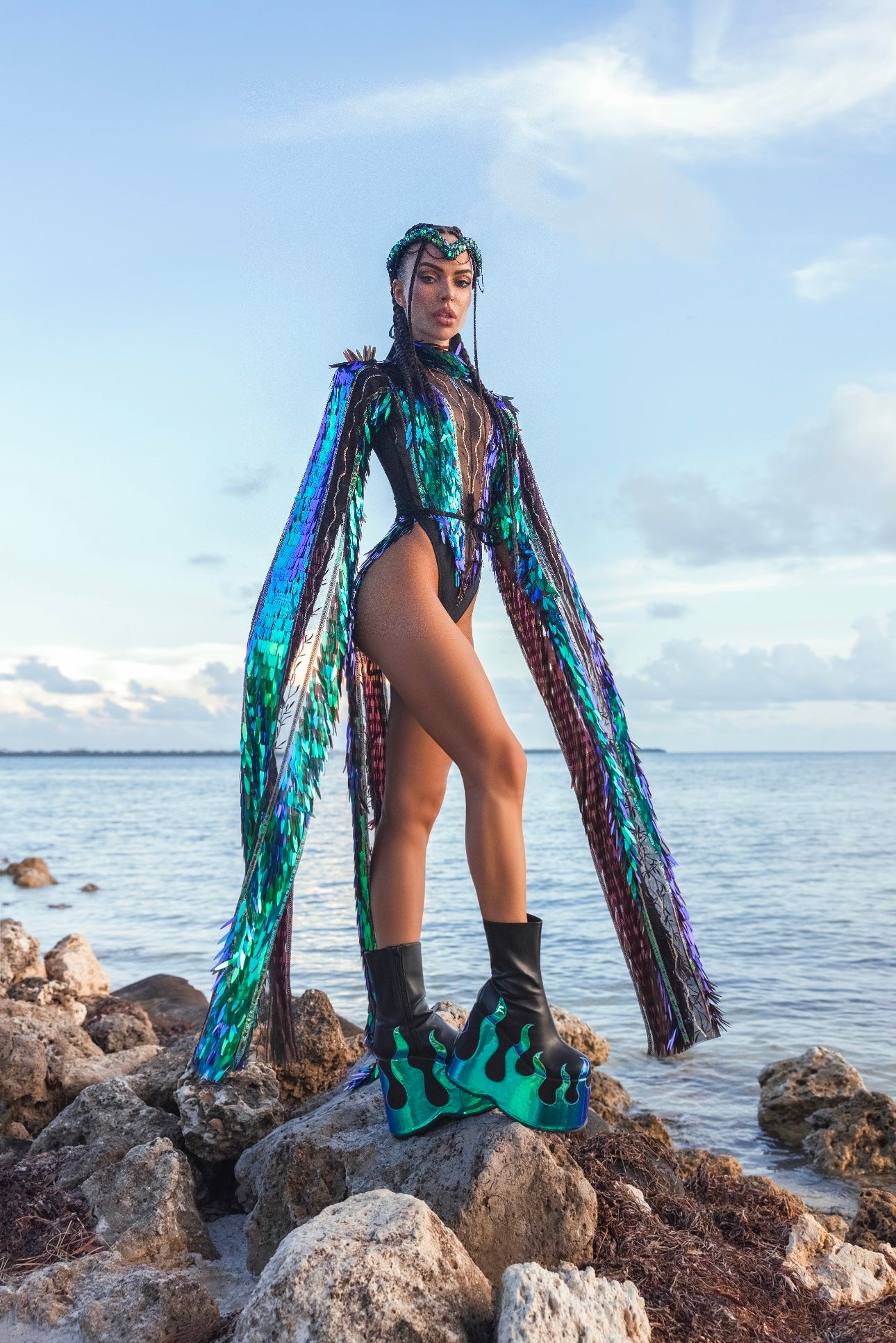 Limited Edition Emerald Sequin Bodysuit and Skirt – Made to Order Festival Outfit