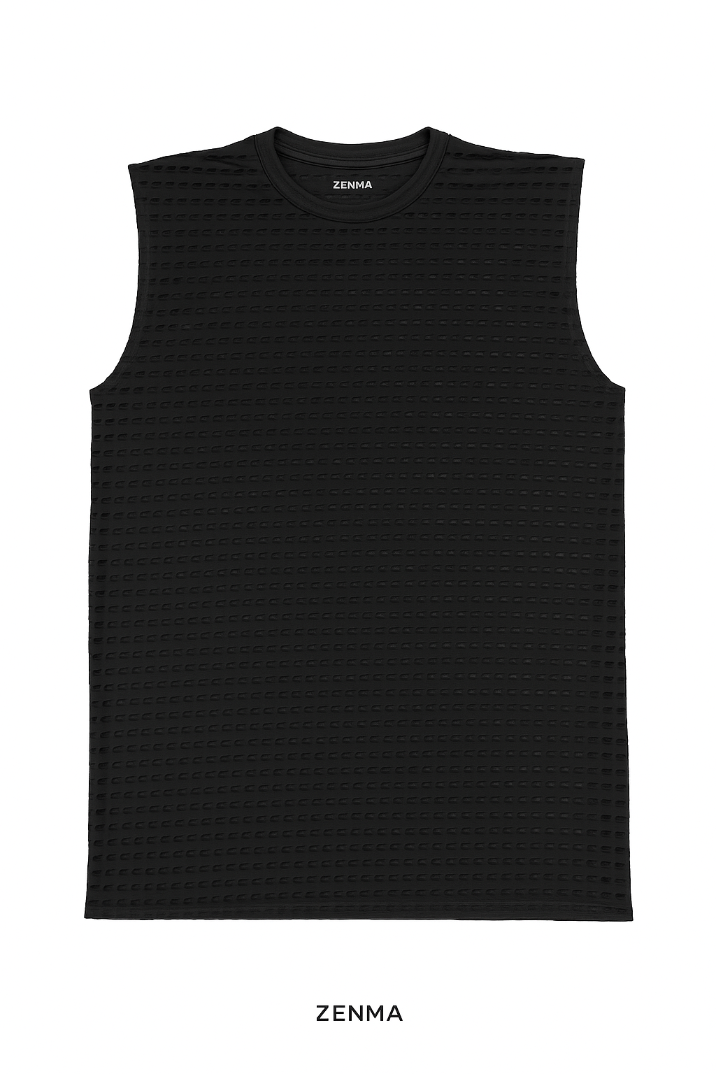 “Shadow Dune Textured Tank” – Men’s Sleeveless Black Shirt