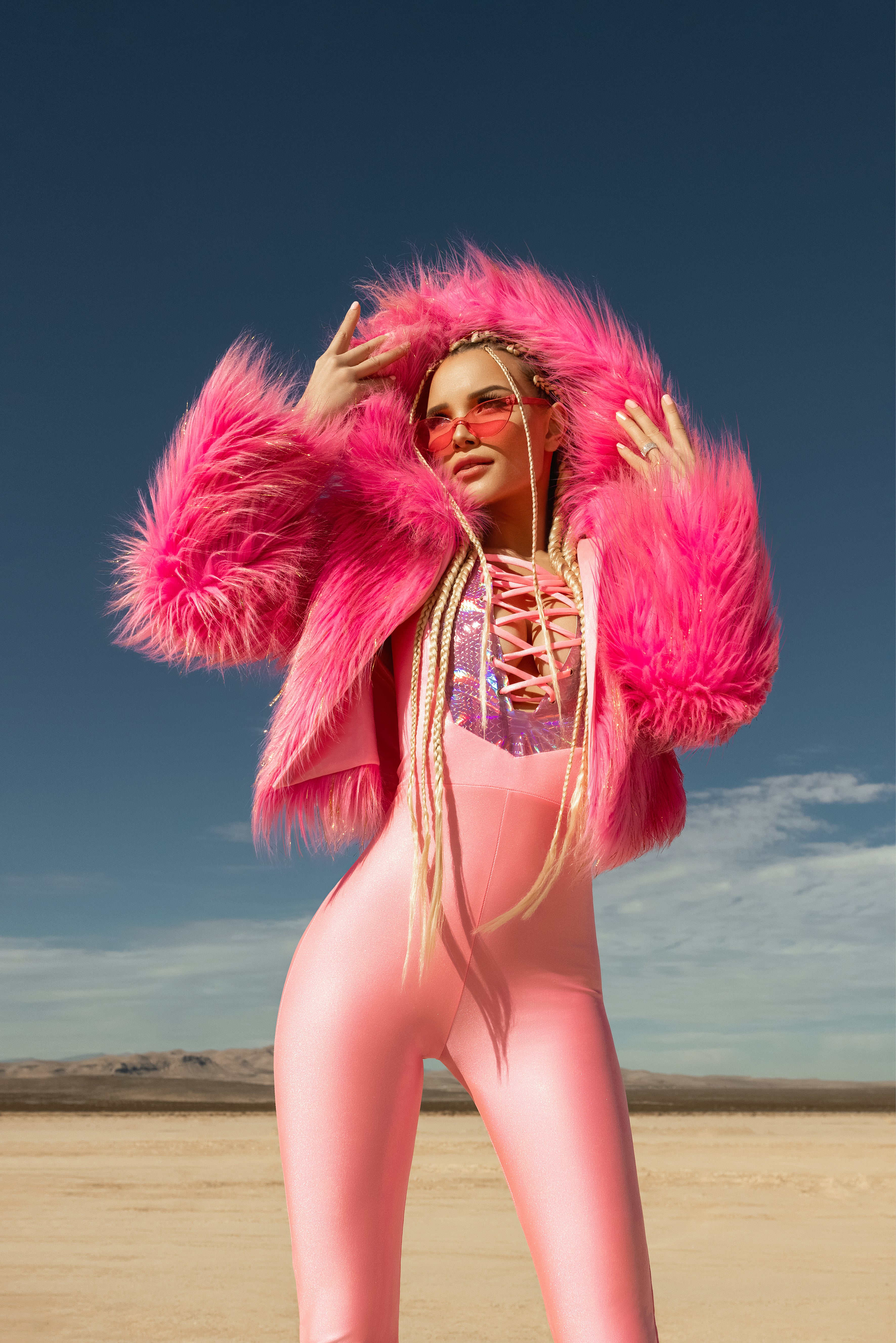 Neon Pink Faux Fur Festival Jacket