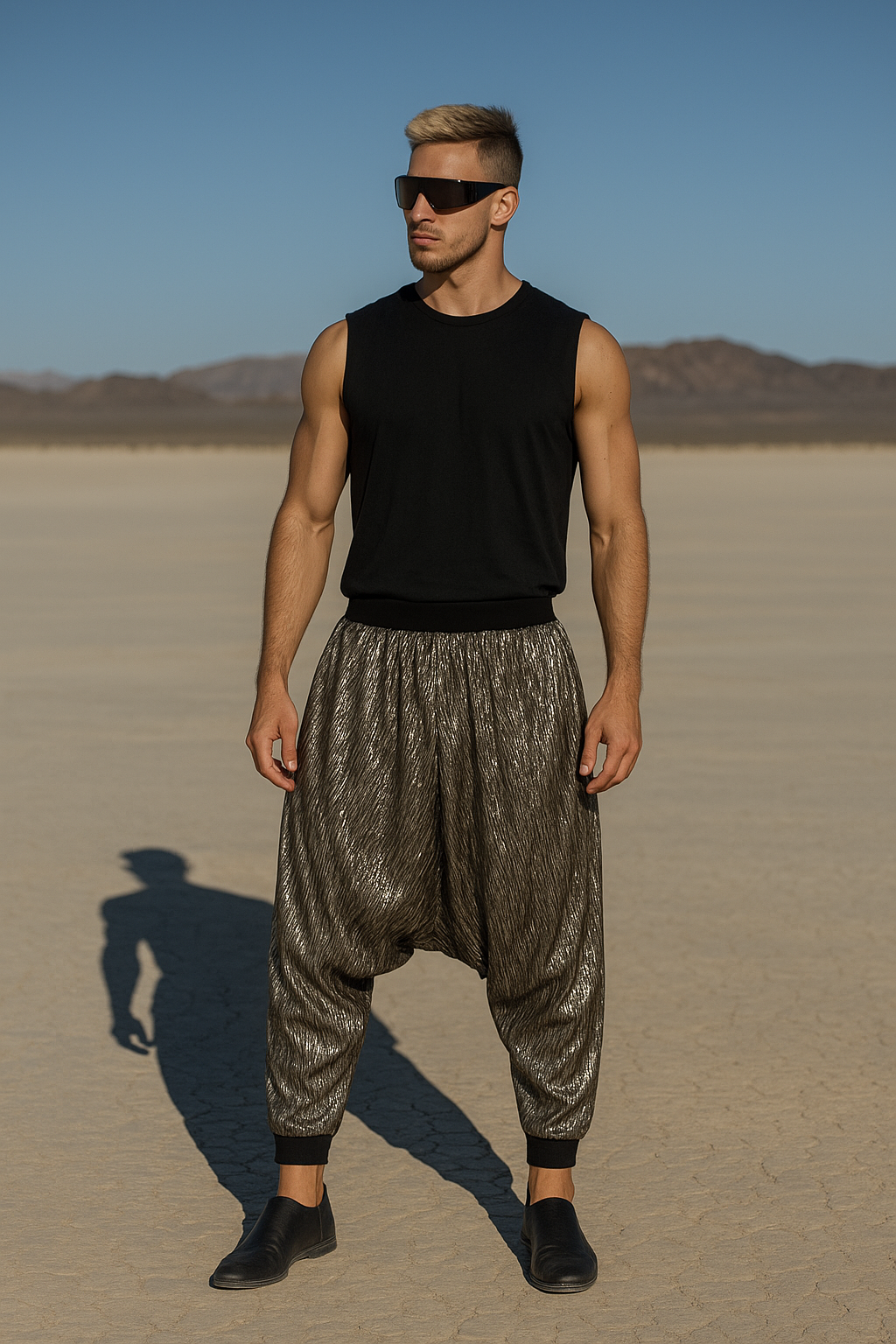 Galactic Drape Harem Pants – Metallic Bronze