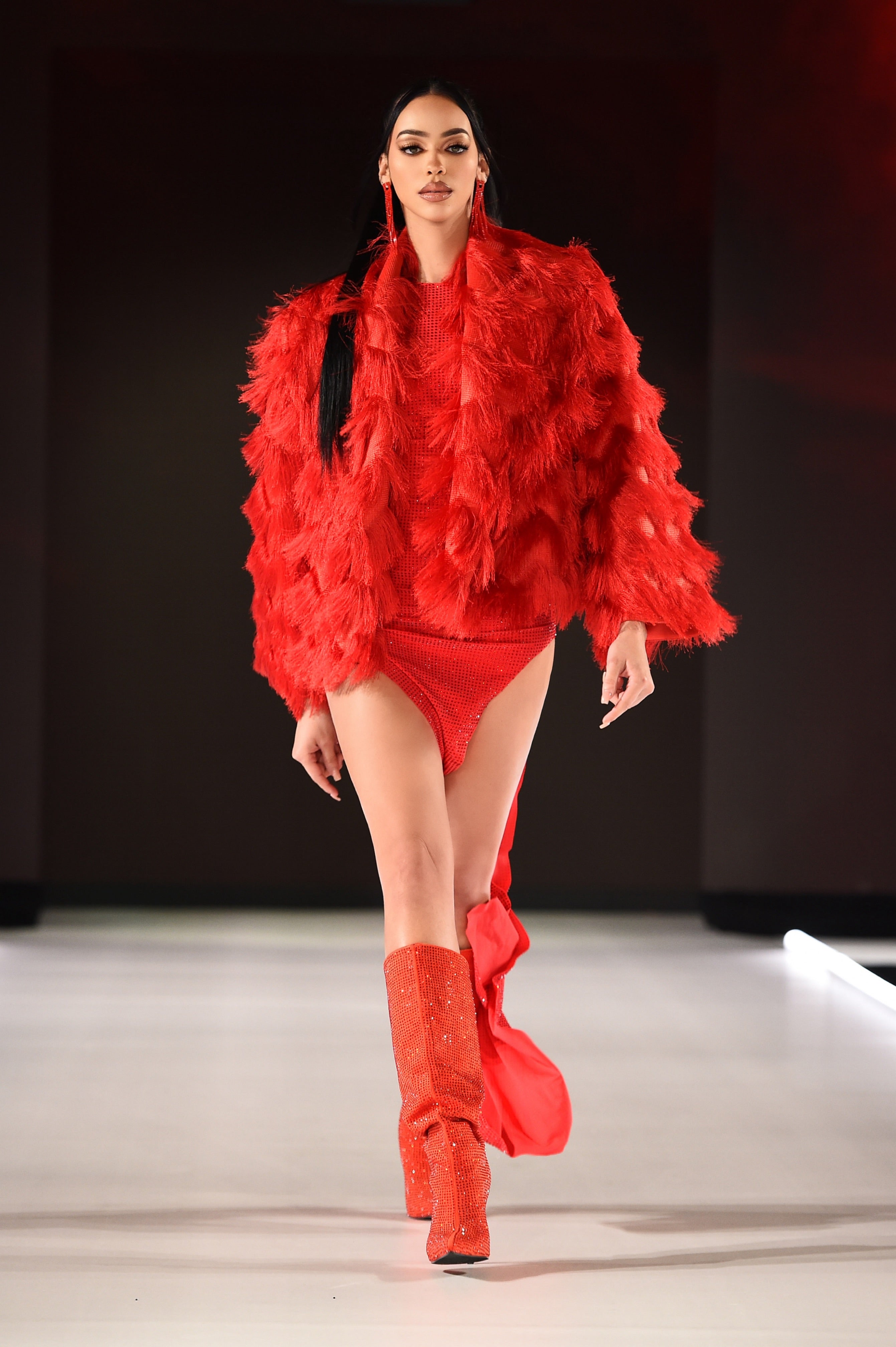 Zenma Couture Crimson Cascade Dress and Jacket Set