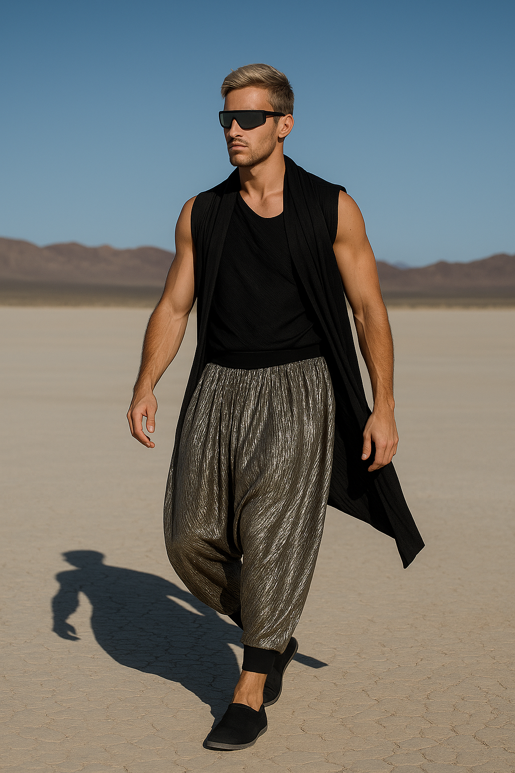 Galactic Drape Harem Pants – Metallic Bronze