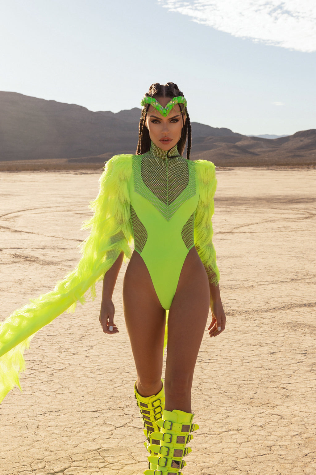 Goddess Tassle Fringe Bodysuit In Fluorescent Neon Green Sexy O Neck Mesh  Hollow Out For Womens Band Stage Clothes, Festival Outfits, And Rave Wears  From Bestielady, $10.66