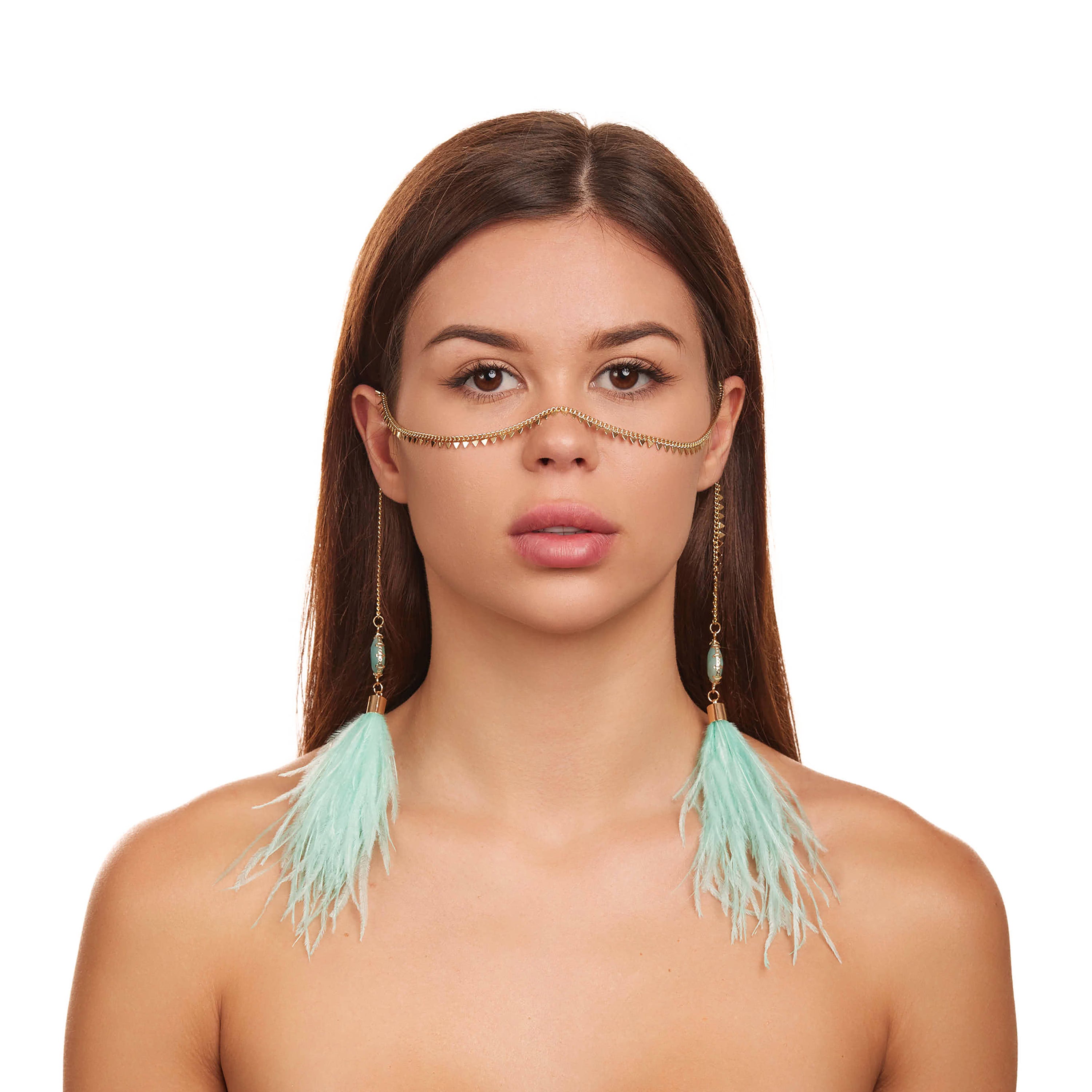 Chalcedony & Mint Feather Face Chain