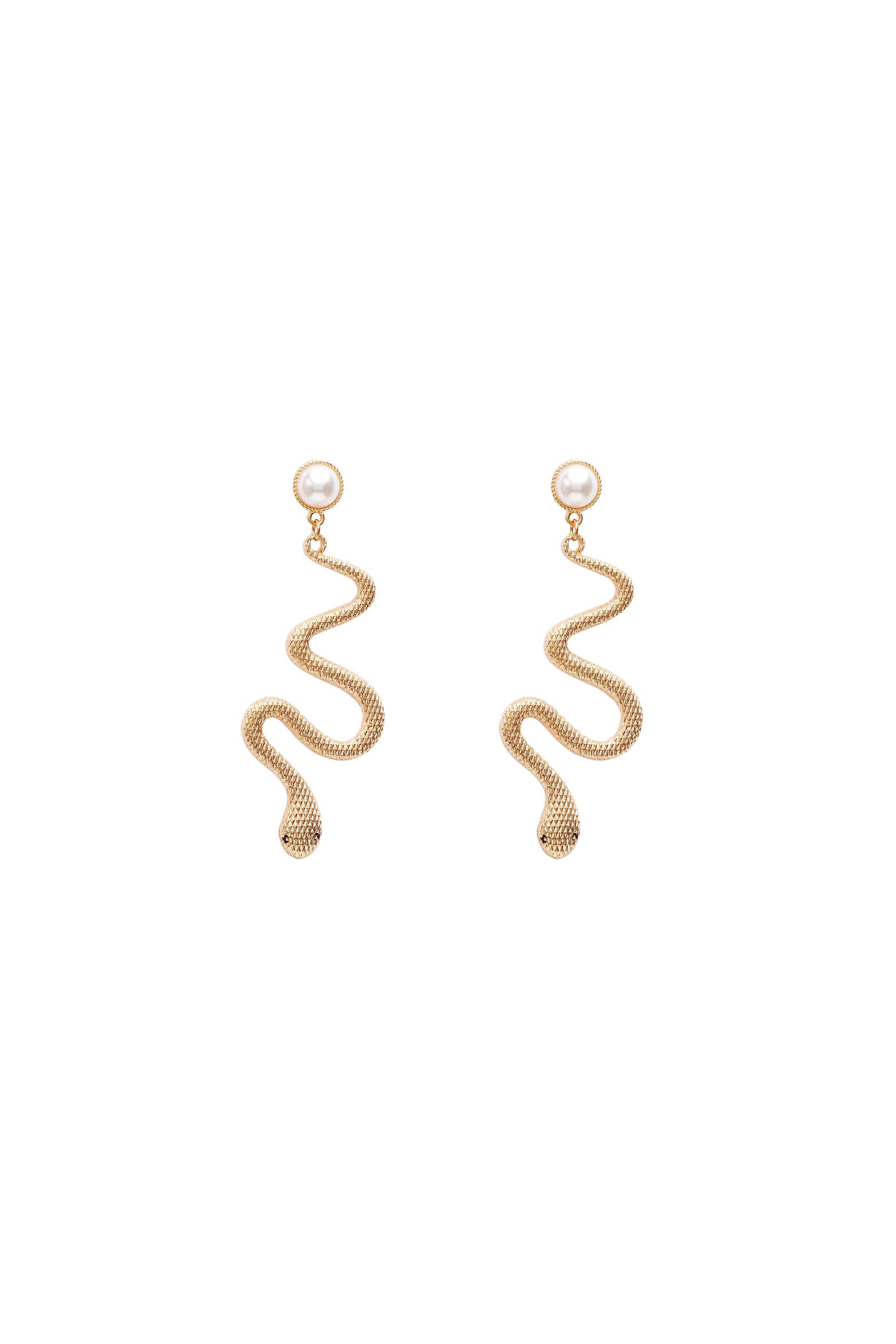 Pearl Gold Snake Earrings